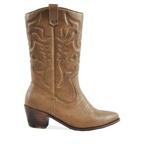 Women's Taupe Low Heel Cowboy Boot